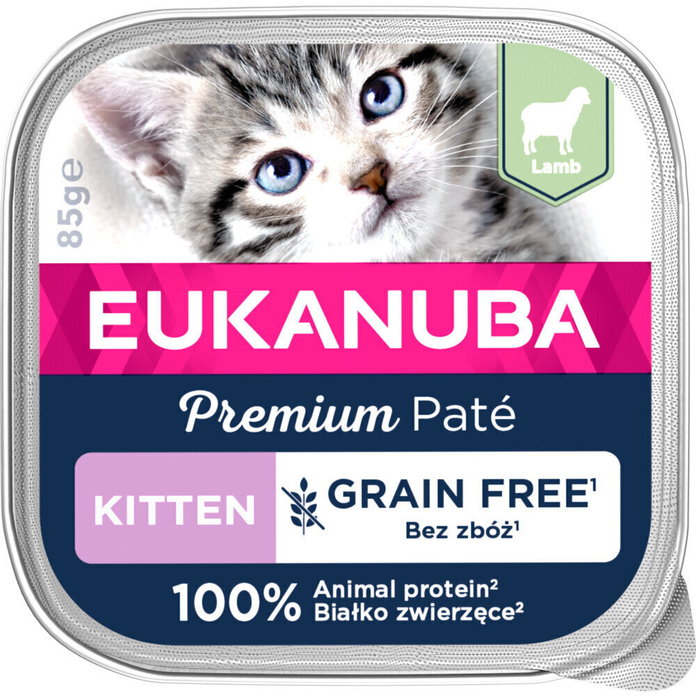 Eukanuba Grain Free Kitten lambalihaga kassipoegadele, 16x85 g цена и информация | Kassikonservid | hansapost.ee