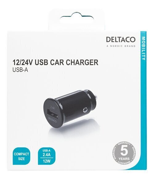 DELTACO 12/24 V USB, 2.4A цена и информация | Laadijad mobiiltelefonidele | hansapost.ee