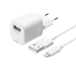 Deltaco USB-AC181, USB-A, 2.4 A с 1 м USB-A Lightning кабелем цена и информация | Зарядные устройства для телефонов | hansapost.ee
