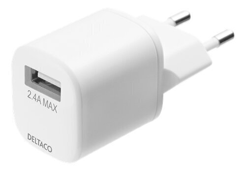Deltaco USB-AC181, USB-A, 2.4 A 1 m USB-A Lightning kaabliga hind ja info | Laadijad mobiiltelefonidele | hansapost.ee