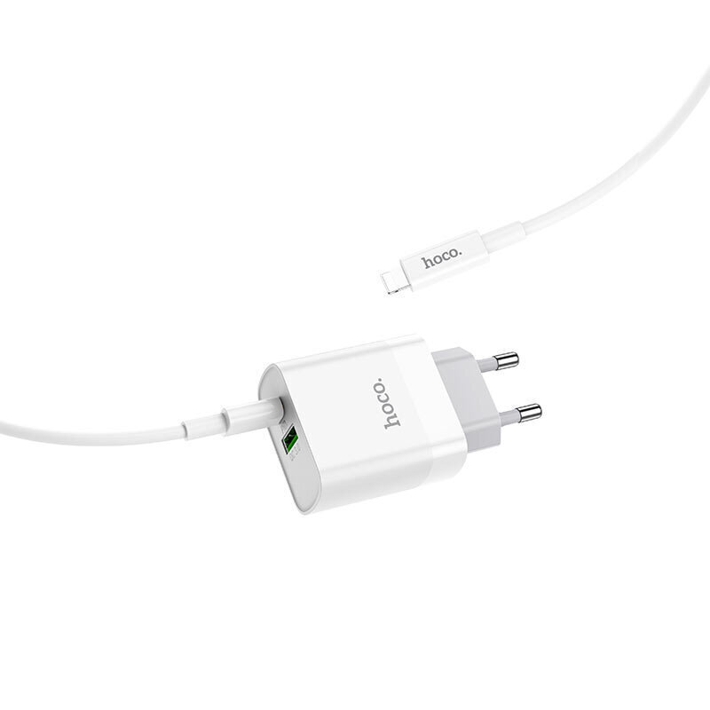 Laadija Hoco C80A USB Quick Charge 3.0 + PD20W (3.1A) + Type-C-Lightning, valge цена и информация | Laadijad mobiiltelefonidele | hansapost.ee