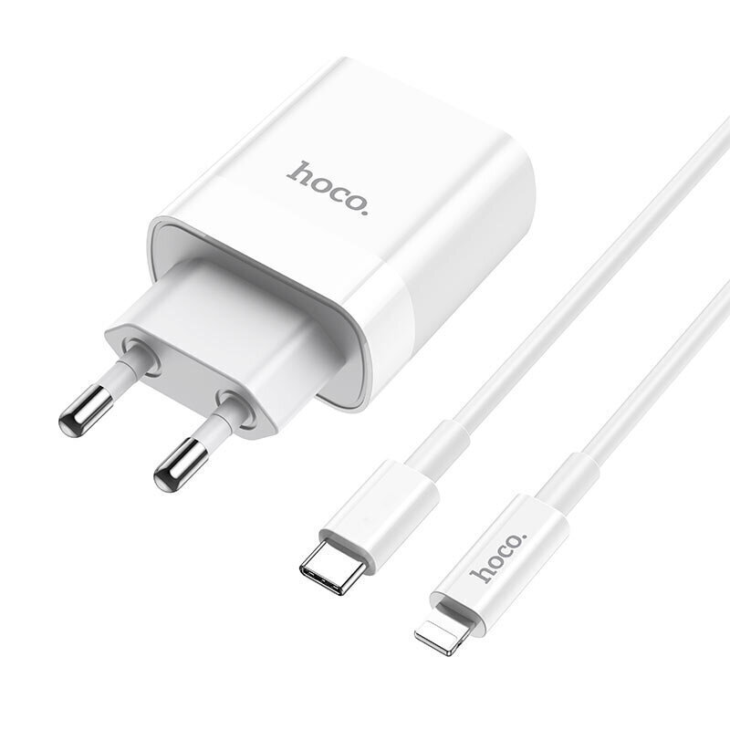 Laadija Hoco C80A USB Quick Charge 3.0 + PD20W (3.1A) + Type-C-Lightning, valge hind ja info | Laadijad mobiiltelefonidele | hansapost.ee