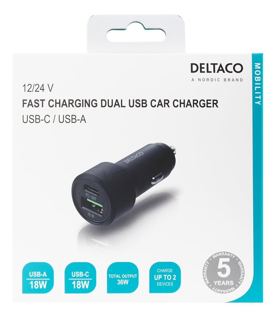 Deltaco USBC-CAR122 цена и информация | Laadijad mobiiltelefonidele | hansapost.ee