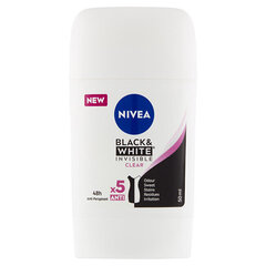 Higistamisvastane pulkdeodorant Nivea Black & White Invisible Clear Anti-Perspirant Stick naistele, 50 ml price and information | Shower gels and deodorants for women | hansapost.ee