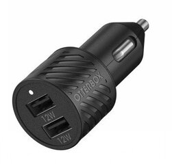 OTTERBOX CAR CHARGER 24W – 2 X USB A 12W BLACK hind ja info | Laadijad mobiiltelefonidele | hansapost.ee