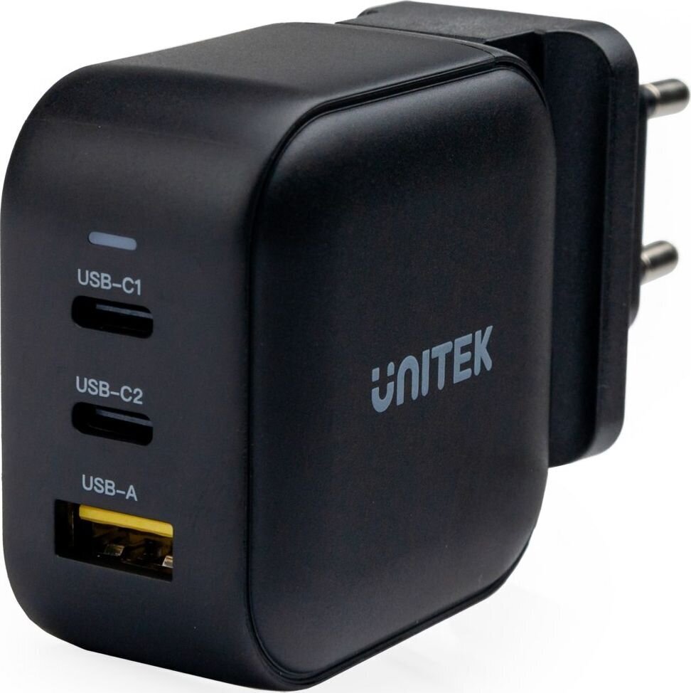 Toalaadija Unitek GaN 2x USB-C 1x USB-A 2x USB-C 1x USB-A PD QC 3.0 66W BLACK hind ja info | Laadijad mobiiltelefonidele | hansapost.ee