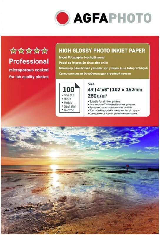 Agfaphoto fotopaber Professional Glossy 10x15cm 260g 100 lehte цена и информация | Fotoaparaatide lisatarvikud | hansapost.ee