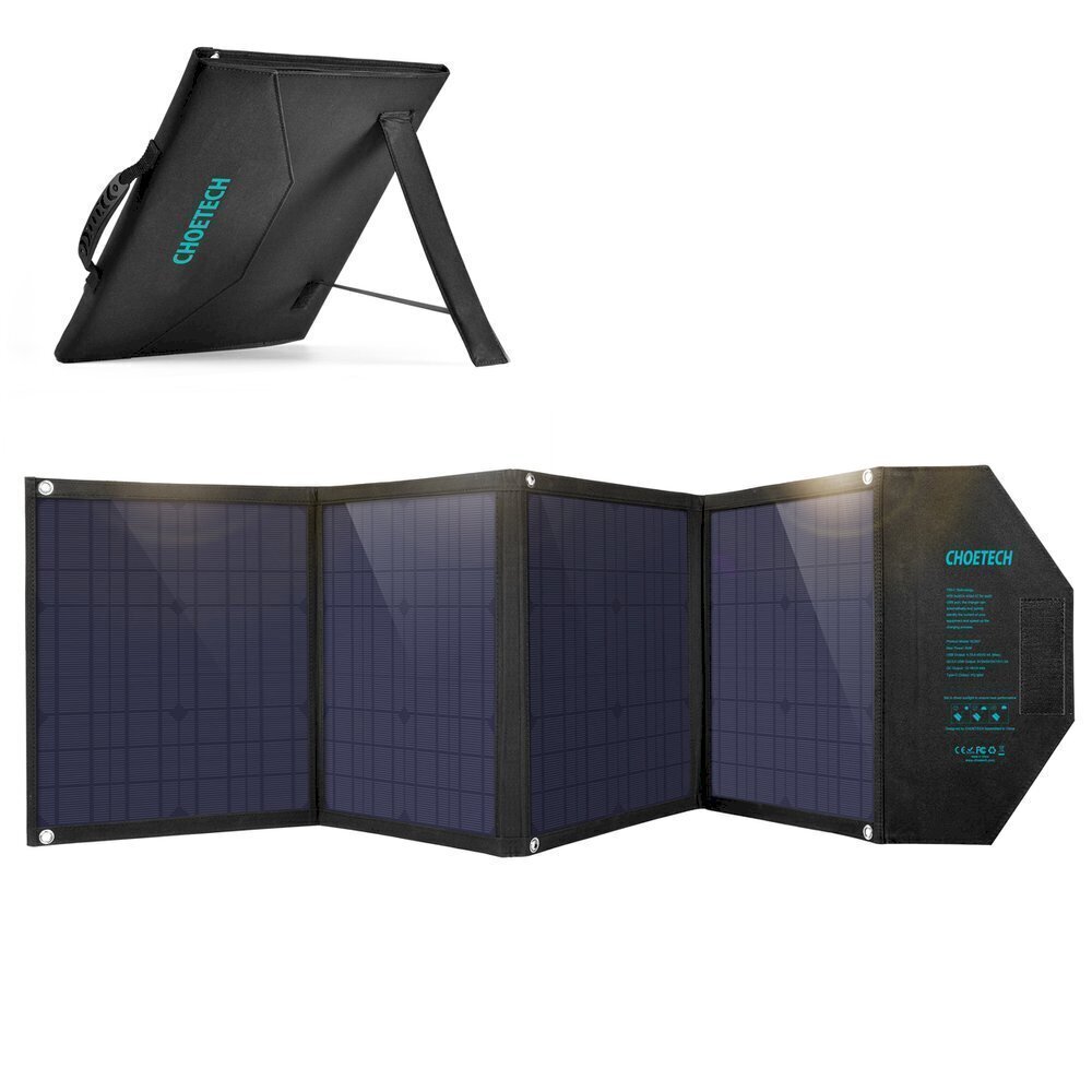 Choetech large foldable solar charger SC007 80W solar photovoltaic USB Type C (Power Delivery) / 2x USB (Quick Charge / 2,4A) hind ja info | Akupangad | hansapost.ee