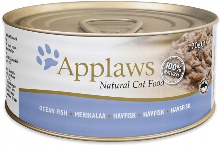 Applaws Cat Tin Ocean Fish täiskasvanud kassidele koos kalaga, 72x70g цена и информация | Kassikonservid | hansapost.ee