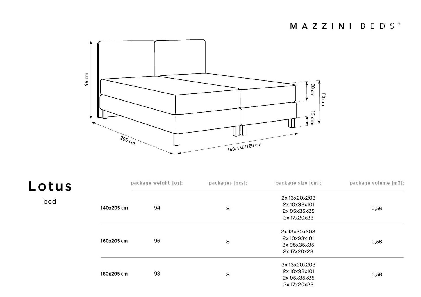 Voodi Mazzini Lotus, 180x200 cm, sinine hind ja info | Voodid | hansapost.ee