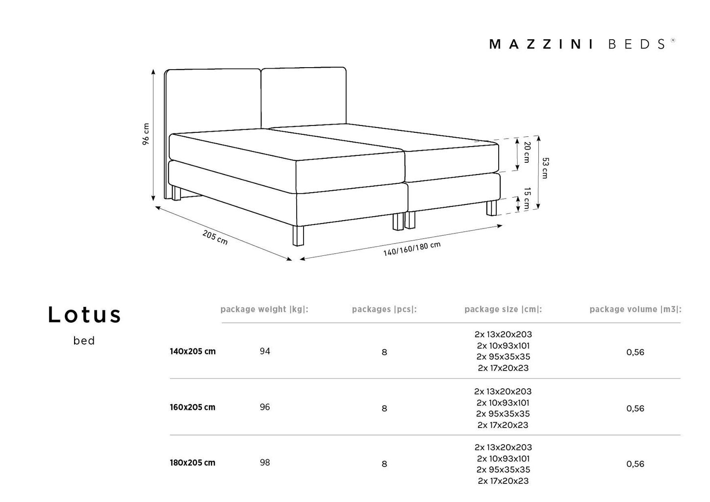 Voodi Mazzini Lotus, 180x200 cm, beež hind ja info | Voodid | hansapost.ee