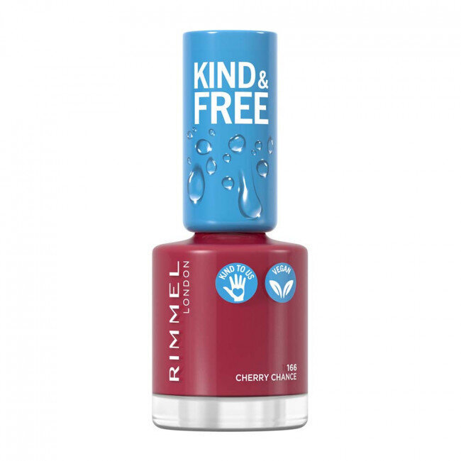 Küünelakk Rimmel London Kind &amp; Free, 166 Cherry Chance, 8 ml цена и информация | Küünelakid ja küünelakieemaldajad | hansapost.ee