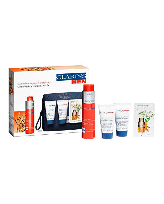 Clarins Men Energizing Value Pack meestele: dušigeel 50 ml + šampoon dušigeel 30 ml + näopesu 30 ml + kosmeetikakott цена и информация | Dušigeelid, õlid | hansapost.ee