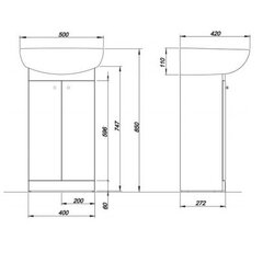 Шкафчик для ванной с раковиной Kolo Solo 50 см, белый цена и информация | Шкафчики для ванной | hansapost.ee