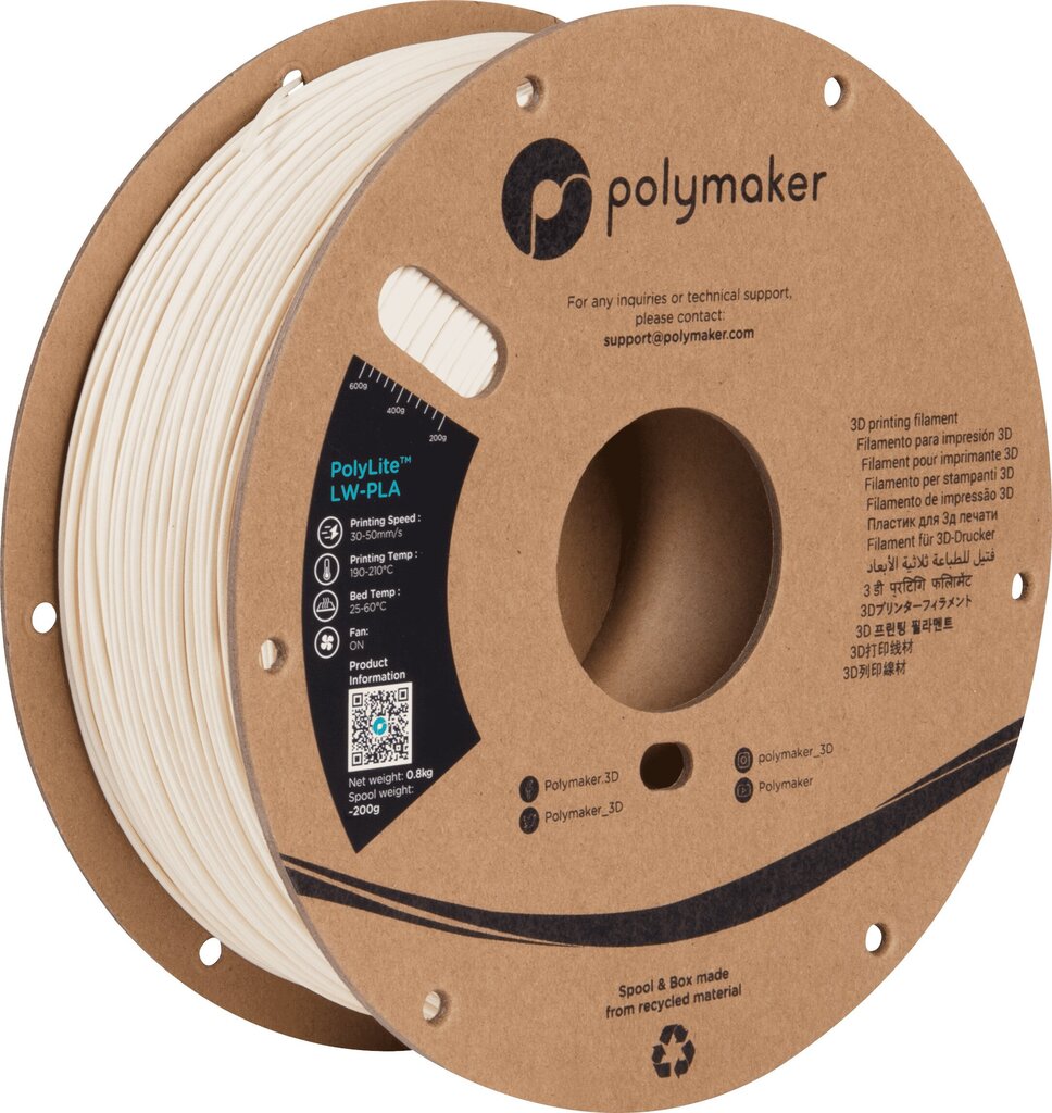 3D-printimise filament Polymaker PolyLite LW-PLA PRM-11439 цена и информация | Nutiseadmed ja lisatarvikud | hansapost.ee