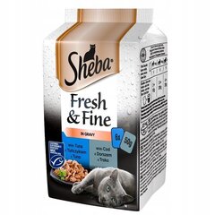 Sheba Fresh & Fine для кошек с тунцом и треской, 6х50 г цена и информация | Кошачьи консервы | hansapost.ee