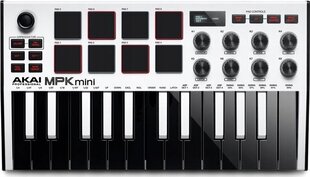 AKAI MPK Mini MK3 Клавиатура управления Пэд-контроллер MIDI USB Черный, Белый цена и информация | Клавишные музыкальные инструменты | hansapost.ee