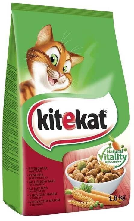 Kitekat kassidele veiseliha ja juurviljadega, 1.8 kg x 6 tk. hind ja info | Kassi kuivtoit ja kassikrõbinad | hansapost.ee