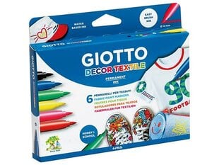 Marker tekstiilile Giotto Decor Textile 6 tk hind ja info | Kirjatarvikud | hansapost.ee