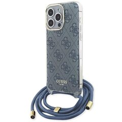 Guess GUHCP15LHC4SEB iPhone 15 Pro 6.1" niebieski|blue hardcase Crossbody Cord 4G Print цена и информация | Чехлы для телефонов | hansapost.ee