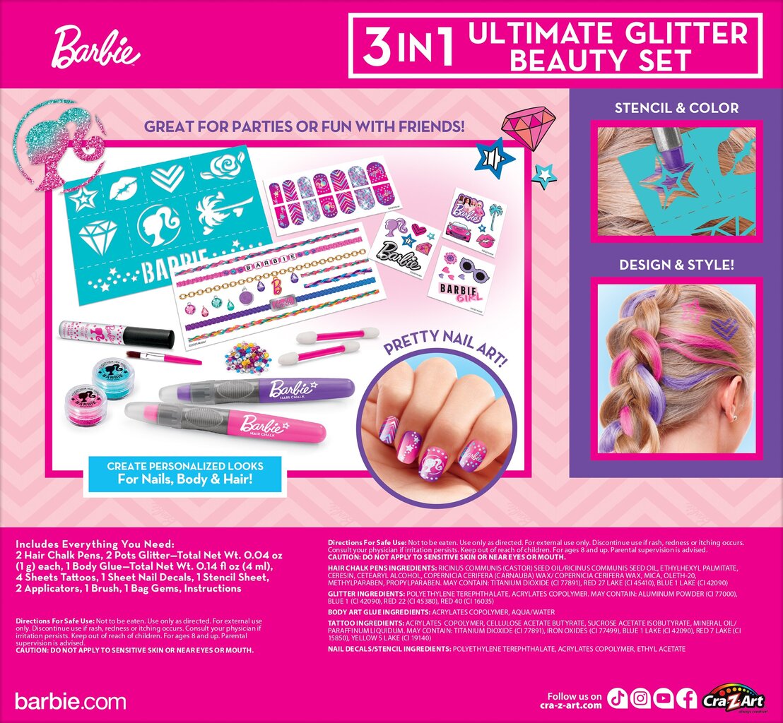 Kosmeetikakomplekt tüdrukutele Barbie Ultimate Glitter Beauty Style, 1 tk цена и информация | Laste ja ema kosmeetika | hansapost.ee