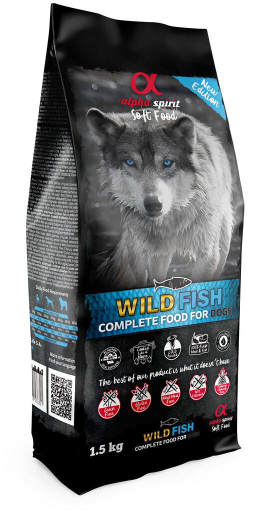 Alpha Spirit koeratoit metsiku kalaga, 1,5 kg hind ja info | Koerte kuivtoit ja krõbinad | hansapost.ee