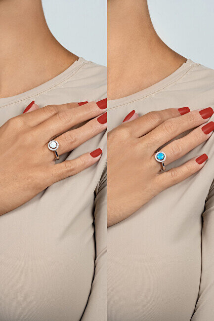 Brilio Silver hõbedane sõrmus opaali ja tsirkoonidega RI108WB цена и информация | Sõrmused | hansapost.ee