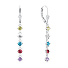 Brilio Silver Playful dangling earrings with colored zircons EA1008WRBW цена и информация | Серьги | hansapost.ee