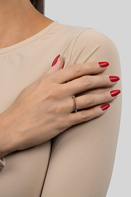 Brilio Silver hõbedane sõrmus värviliste tsirkoonidega RI063Wa hind ja info | Sõrmused | hansapost.ee