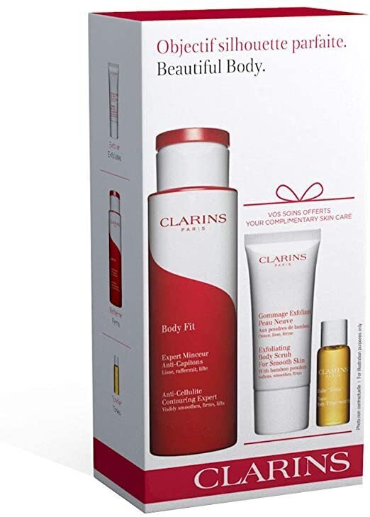 Kehahooldustoodete komplekt Clarins Beautiful Body: tselluliidivastane toode, 200 ml + koorija, 30 ml + kehaõli, 10 ml цена и информация | Nahka pinguldavad tooted | hansapost.ee