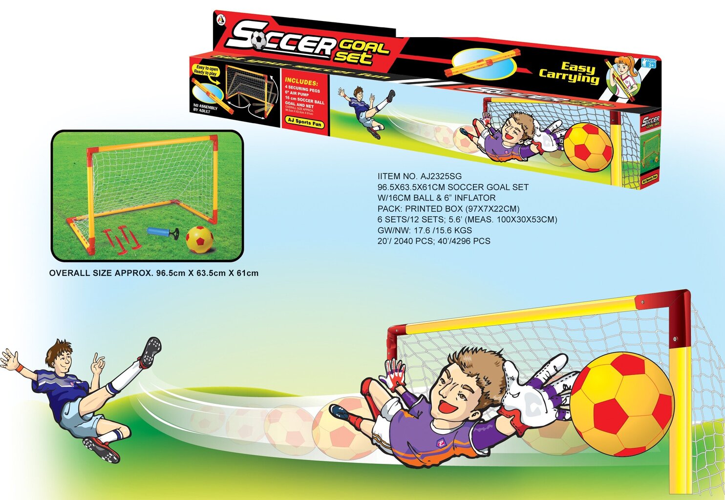 Jalgpallikomplekt lastele Ao Jie, 32x42x39cm hind ja info | Ranna- ja õuemänguasjad | hansapost.ee