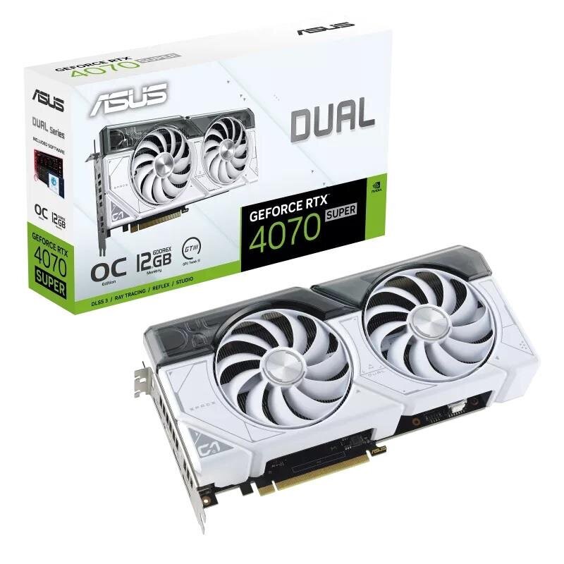 Asus Dual GeForce RTX 4070 Super White OC Edition (DUAL-RTX4070S-O12G-WHITE) цена и информация | Videokaardid | hansapost.ee