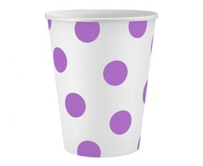 Бумажные стаканчики с фиолетовыми кружочками, 6 шт, 250 мл цена и информация | Праздничная одноразовая посуда | hansapost.ee
