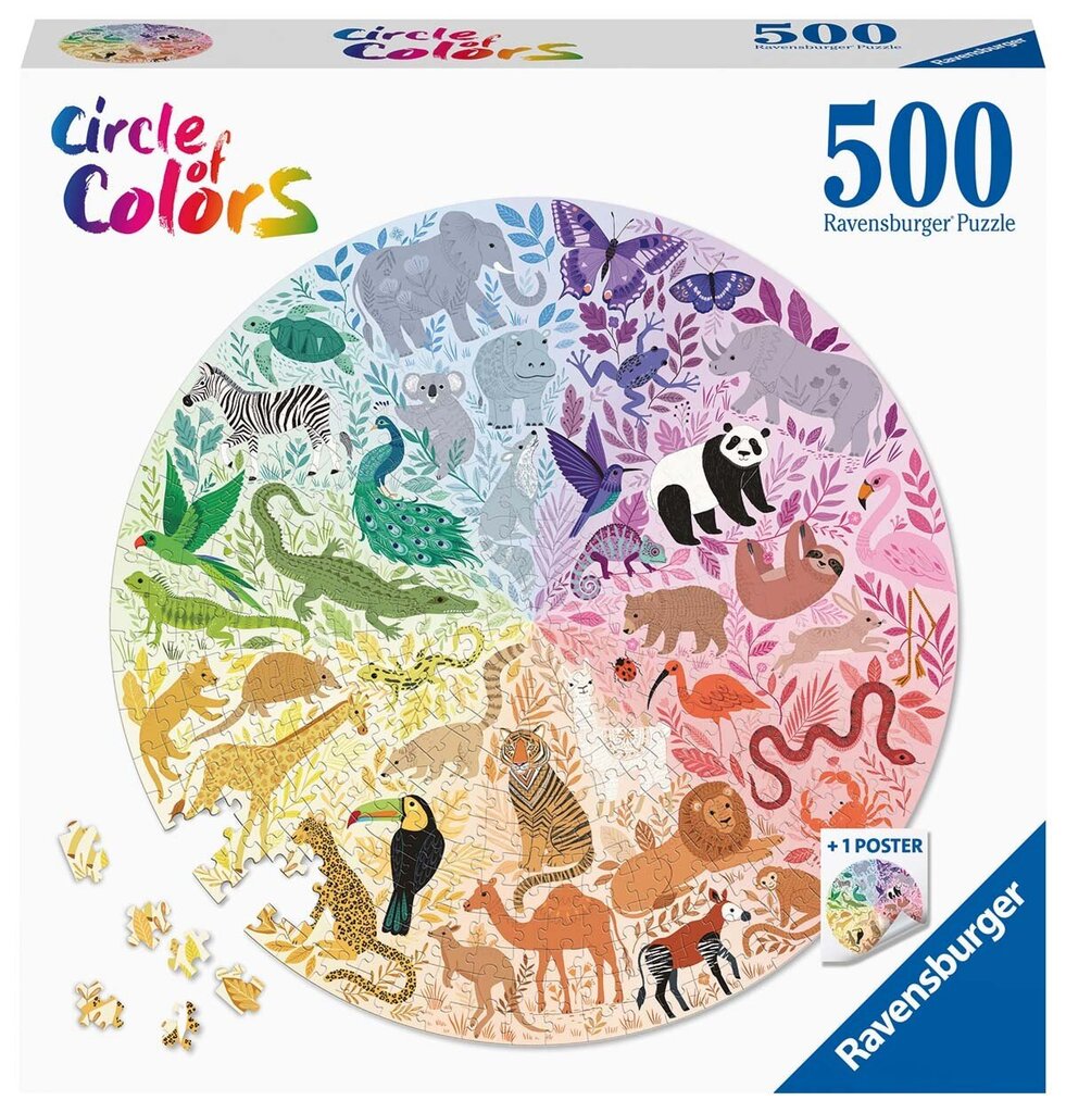 Ravensburgeri mõistatus ringis-Animals 500p 17172 цена и информация | Pusled lastele ja täiskasvanutele | hansapost.ee