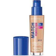 Jumestuskreem Rimmel London Macth & Perfection 30 ml, 203 True Beige hind ja info | Jumestuskreemid ja puudrid | hansapost.ee