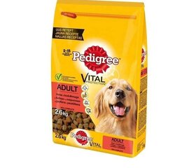 Pedigree koeratoit veise- ja linnulihaga, 2,6 kg hind ja info | Koerte kuivtoit ja krõbinad | hansapost.ee