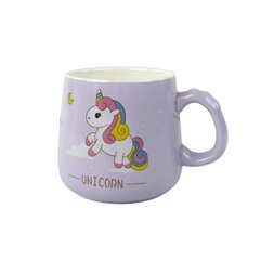 Lean Toys keraamiline tass lusika ja kaanega Unicorn/Unicorn, 350ml, lilla цена и информация | Lean Toys Посуда и столовые приборы | hansapost.ee