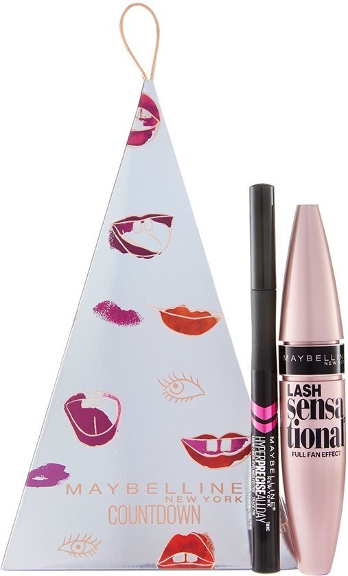 Kosmeetika komplekt Maybelline Xmas: ripsmetušš Lash Sensational Intense Black 9.5 ml + silmakontuurpliiats Hyper Precise 1 ml цена и информация | Lauvärvid, ripsmetušid ja silmapliiatsid | hansapost.ee