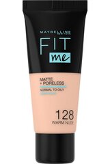 Maybelline FIT ME Matte jumestuskreem 128 Warm Nude, 30ml цена и информация | Пудры, базы под макияж | hansapost.ee