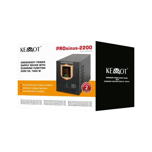 Kemot PROsinus 12V 230V 2200VA/1600W hind ja info | Puhvertoiteallikad | hansapost.ee