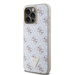 Guess PU Leather 4G Triangle Metal Logo Case for iPhone 15 Pro Max White цена и информация | Чехлы для телефонов | hansapost.ee