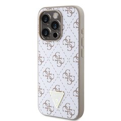 Guess PU Leather 4G Triangle Metal Logo Case for iPhone 15 Pro White цена и информация | Чехлы для телефонов | hansapost.ee