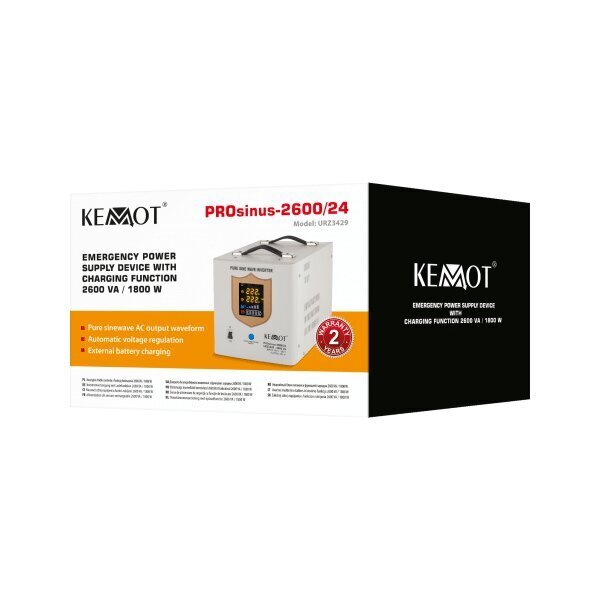 Kemot ups prosinus-2600/24 puhas siinuslaine inverter 24v 230v 2600va/1800w laadimisfunktsiooniga hind ja info | Puhvertoiteallikad | hansapost.ee