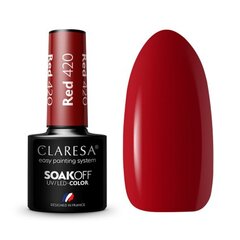 Стойкий гибридный гель лак для ногтей CLARESA RED 420, 5 г цена и информация | Лаки для ногтей, укрепители для ногтей | hansapost.ee