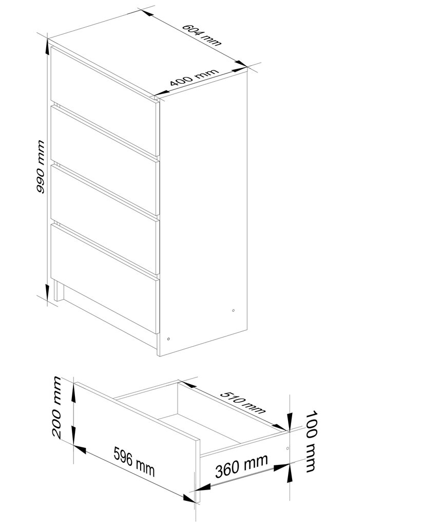 Sahtlikapp Akord K60 4SZSZ, must price and information | Kummutid | hansapost.ee