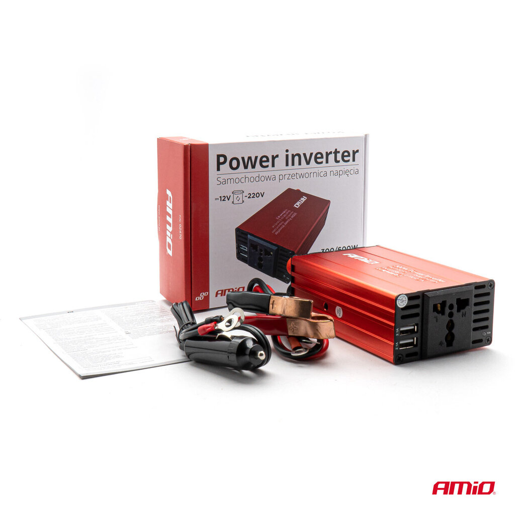 Inverter Amio 02470, 12V/220V 300W/600W 2xUSB PI03 price and information | Inverterid ja muundurid | hansapost.ee