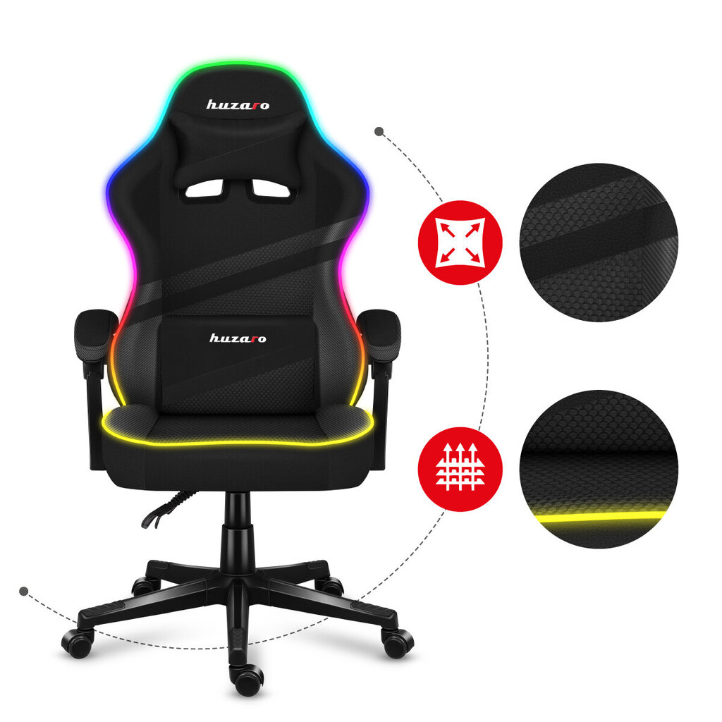 Must võrk mängutool Huzaro Force 4.4 RGB цена и информация | Kontoritoolid | hansapost.ee