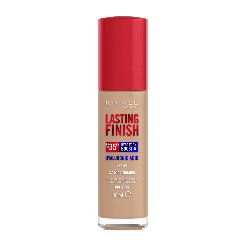 Jumestuskreem Rimmel London Lasting Finish SPF20, 100 Ivory, 30 ml цена и информация | Jumestuskreemid ja puudrid | hansapost.ee