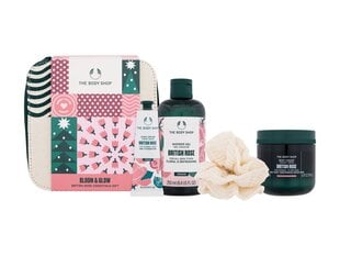 The Body Shop Bloom &amp; Glow British Rose naistele: dušigeel, 250 ml + kätekreem, 30 ml + kehakreem, 200 ml + käsn + kosmeetikakott hind ja info | Dušigeelid, õlid | hansapost.ee