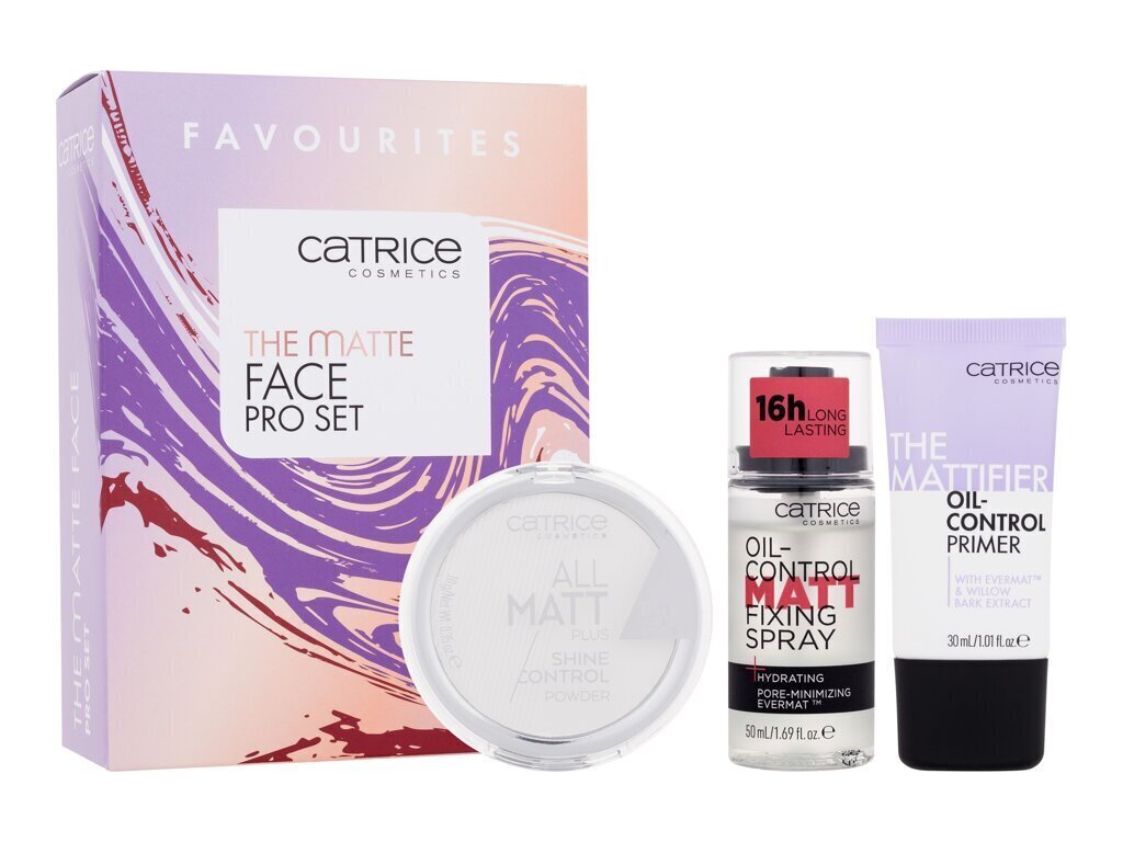 Catrice The Matte komplekt naistele: meigipõhi 30 ml + kompaktpuuder 10 g + fikseeriv sprei 50 ml цена и информация | Jumestuskreemid ja puudrid | hansapost.ee